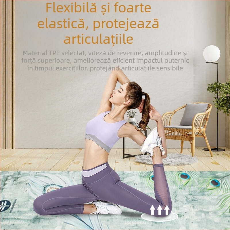 Saltea de yoga din cauciuc natural, imprimat velur, pentru uz casnic, antiderapantă, silențioasă, profesională, 68×183×0,4 cm
