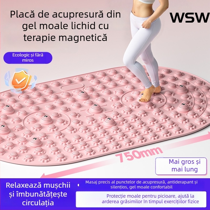 Placă de acupresură pentru masajul talpilor, alergare pe loc ultra-lentă, covoraș din cauciuc lichid-moale, stimulare a meridianelor picioarelor