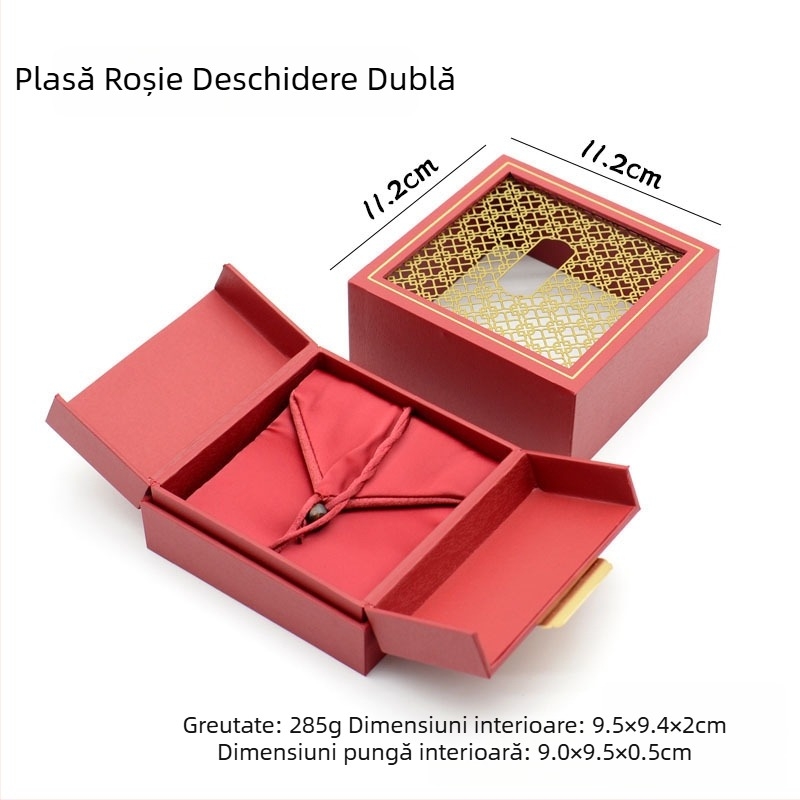 Cutie de bijuterii cu deschidere dublă, stil heritage vintage, perforată, auriu, pentru brățări