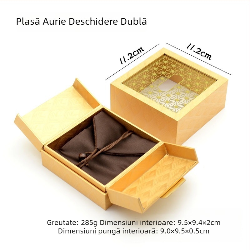Cutie de bijuterii cu deschidere dublă, stil heritage vintage, perforată, auriu, pentru brățări