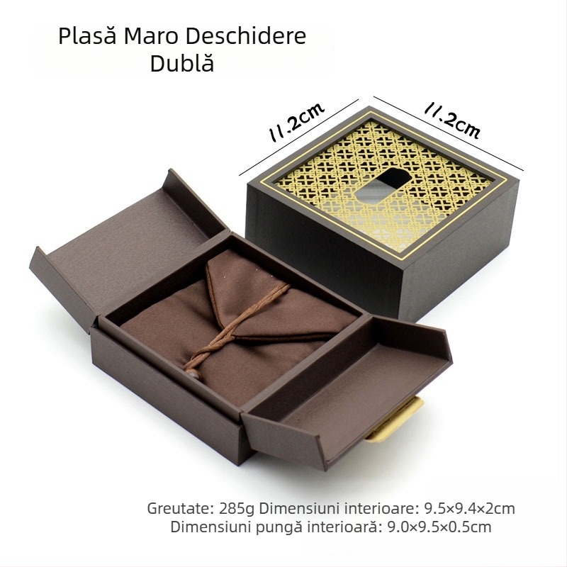 Cutie de bijuterii cu deschidere dublă, stil heritage vintage, perforată, auriu, pentru brățări