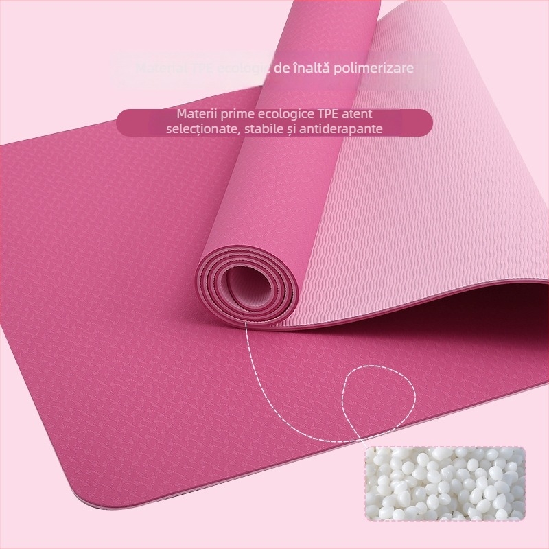 Covoraș de yoga din TPE, 6 mm, absorbție la șocuri, covoraș de exerciții, dimensiuni 183 x 61 cm, monocrom sau bicolor