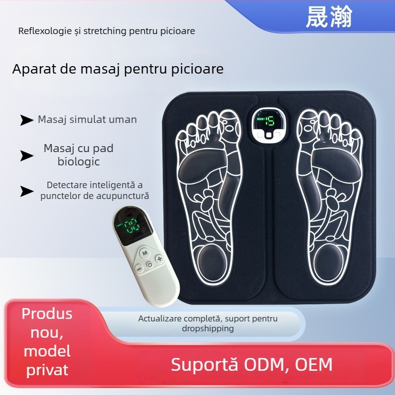 Masaj pentru picioare acasă cu stimulare EMS și pernă de masaj pentru puncte de acupunctură