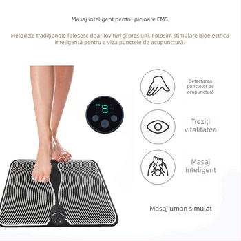 Covoraș de masaj pentru talpă cu EMS, control prin aplicație și mini-program, masaj magnetic de acupresură