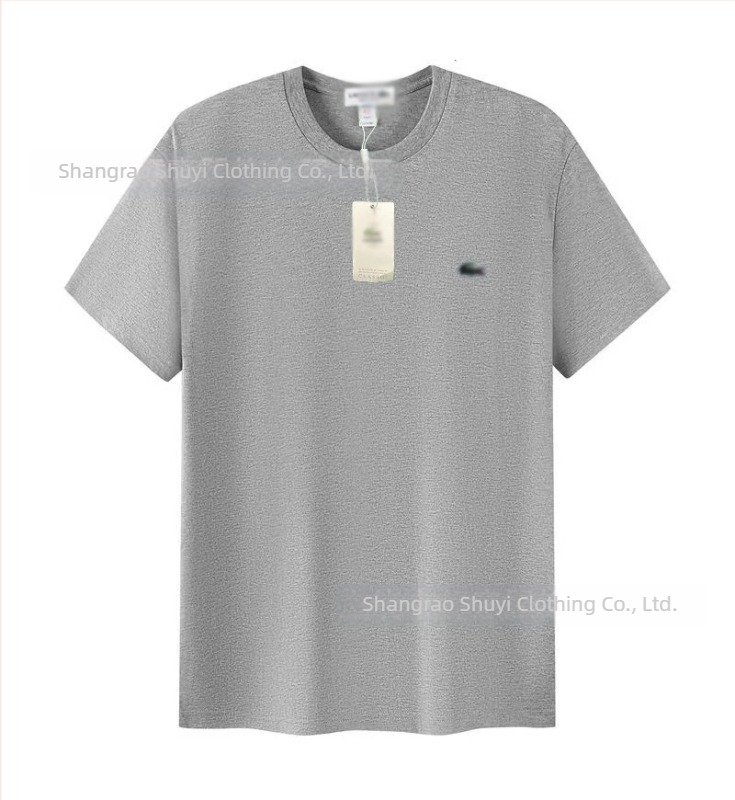 Tricou bărbătesc din bumbac pentru vară, cu guler rotund, mânecă scurtă, croială lejeră, imprimeu cu pește, casual