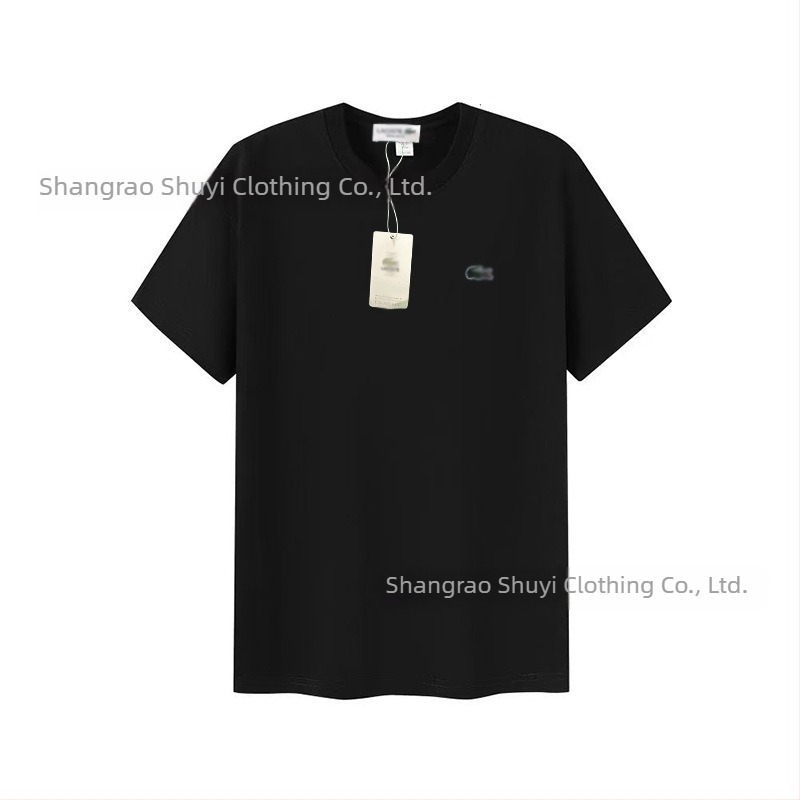 Tricou bărbătesc din bumbac pentru vară, cu guler rotund, mânecă scurtă, croială lejeră, imprimeu cu pește, casual