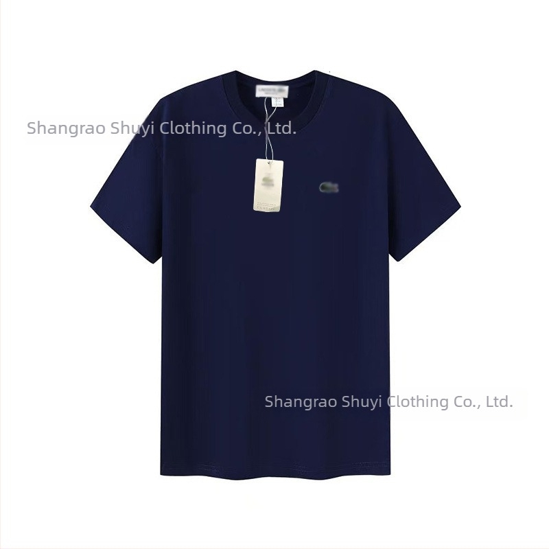 Tricou bărbătesc din bumbac pentru vară, cu guler rotund, mânecă scurtă, croială lejeră, imprimeu cu pește, casual