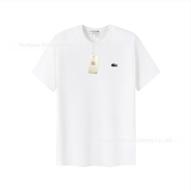 Tricou bărbătesc din bumbac pentru vară, cu guler rotund, mânecă scurtă, croială lejeră, imprimeu cu pește, casual