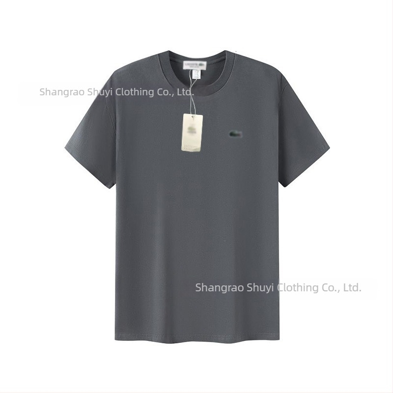 Tricou bărbătesc din bumbac pentru vară, cu guler rotund, mânecă scurtă, croială lejeră, imprimeu cu pește, casual