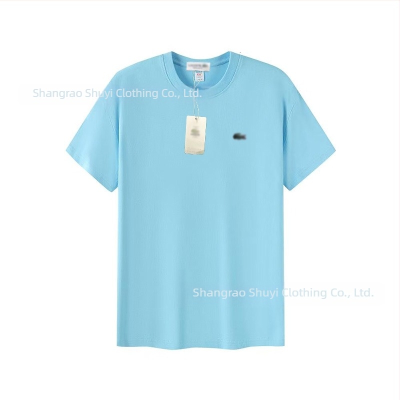 Tricou bărbătesc din bumbac pentru vară, cu guler rotund, mânecă scurtă, croială lejeră, imprimeu cu pește, casual