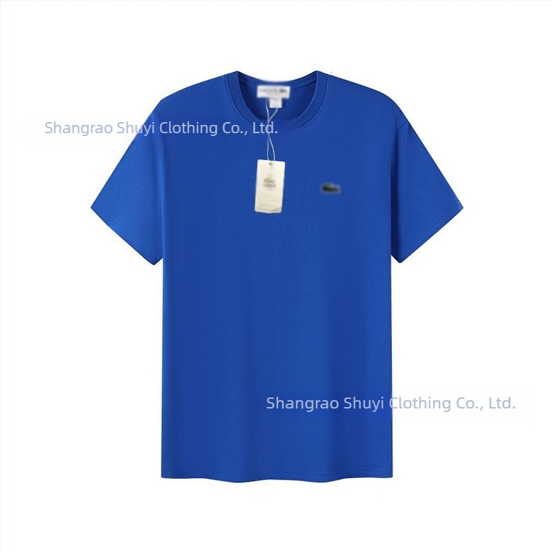 Tricou bărbătesc din bumbac pentru vară, cu guler rotund, mânecă scurtă, croială lejeră, imprimeu cu pește, casual