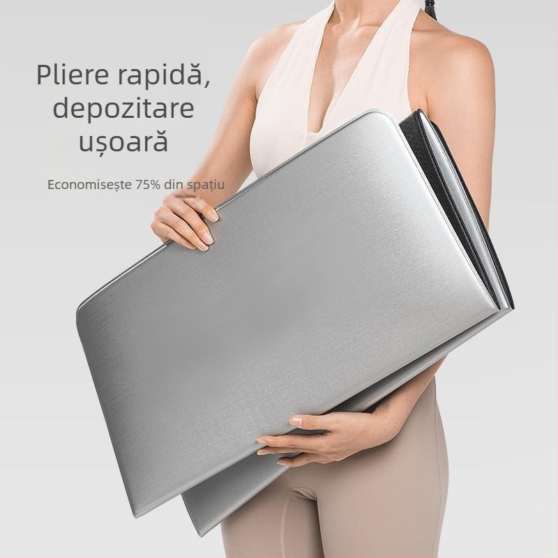 Covor de yoga pliabil din PVC, 183 x 61 cm, 8 mm, model cu dungi, de nivel profesional, covor de antrenament pentru bărbați