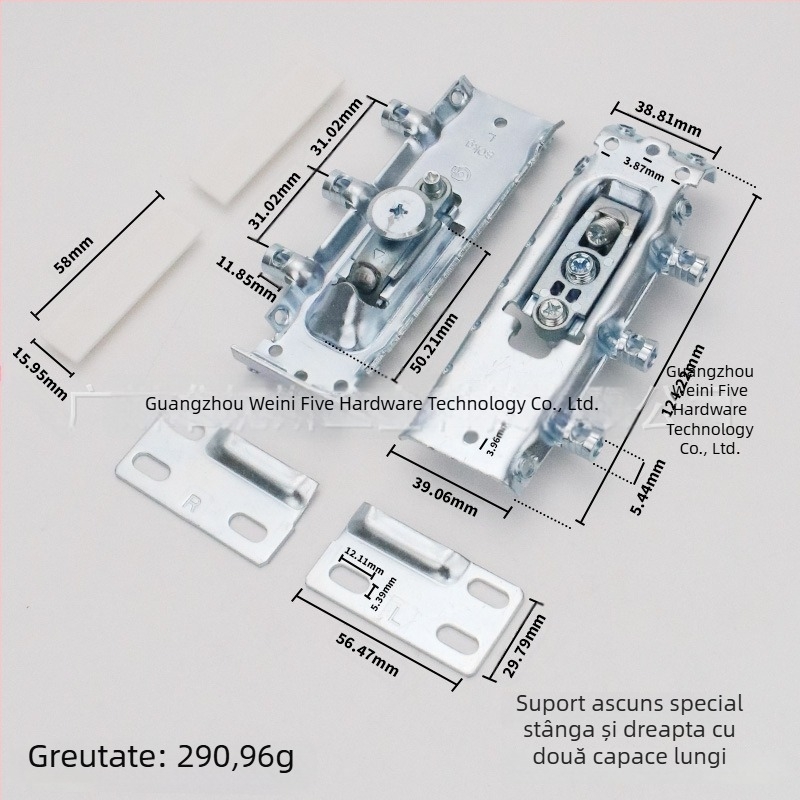Suporturi de montare robuste pentru dulapuri, brațe din oțel pentru stânga și dreapta, cu plăci metalice, suporturi ascunse reglabil pentru dulapuri de baie și de perete