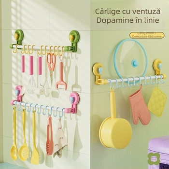 Cârlige cu ventuză în linie, montaj fără găuri, cârlige puternice pentru ușa din spate, depozitare fără urme