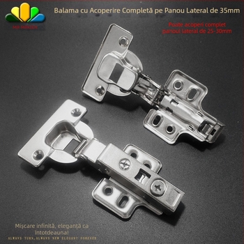 Balamale hidraulice pentru uși de dulap, 35mm, cu acoperire completă, pentru grosimi panou 25–30mm, aliaj de zinc