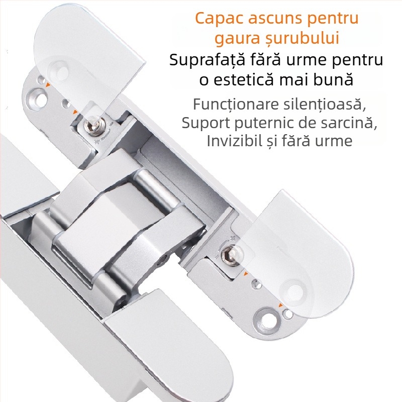 Balama de ușă invizibilă pentru deschideri interioare și exterioare, balama ascunsă reglabilă tridimensional pentru uși din lemn pliabile, balama în formă de cruce, 180°