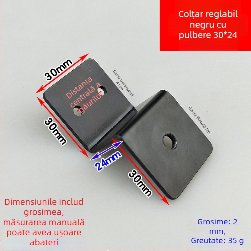 Negru, suport colțar reglabil în formă de Z pentru pereți cortină, colț din fier, conector hardware, lățime 30