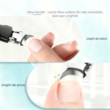 Clește de unghii cu design zâmbet și deschidere înclinată, protecție anti-stropire, vârf ascuțit pentru șanțurile unghiilor, instrument de manichiură gros și dur