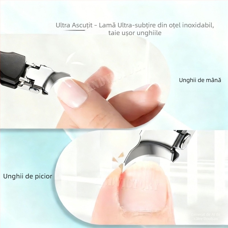 Clește de unghii cu design zâmbet și deschidere înclinată, protecție anti-stropire, vârf ascuțit pentru șanțurile unghiilor, instrument de manichiură gros și dur