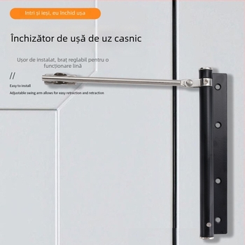 Închizător de ușă din oțel inoxidabil cu amortizor hidraulic — automat, ușor, design modern minimalist pentru uși de acasă sau camere de hotel.