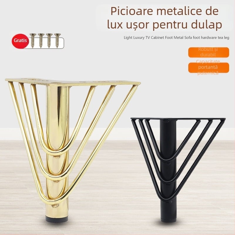 Picioare metalice pentru canapea, picioare de mobilier în stil lux lejer, picioare pentru dulap TV și dulap de baie, picioare pentru măsuța de cafea, picioare pentru mobilier, accesorii hardware