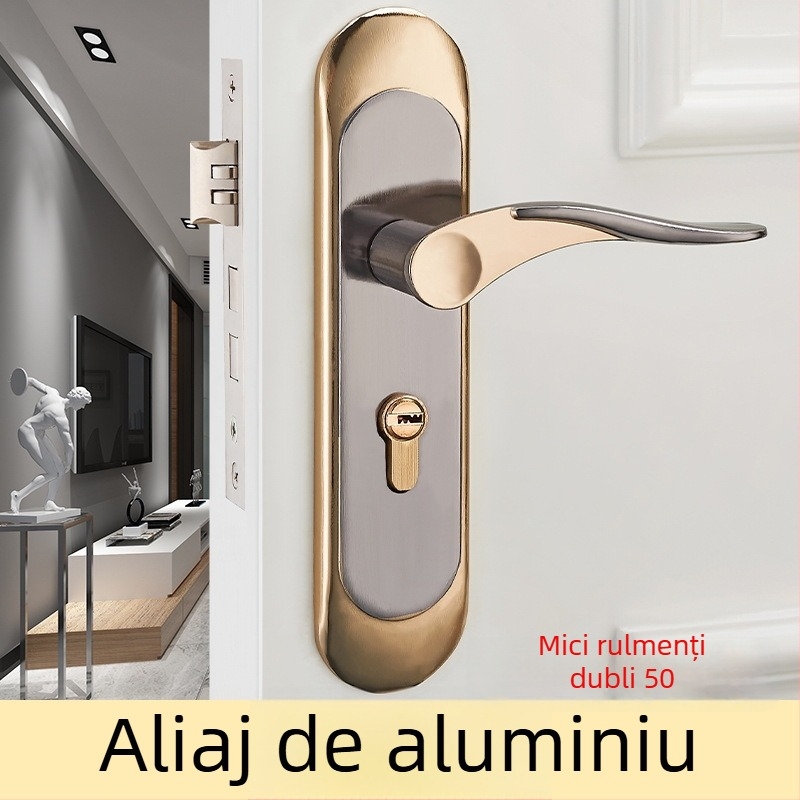 Youyi Încuietoare de ușă interioară în stil european pentru uși din lemn, cu mâner – lacăt mecanic pentru dormitor și spații interioare