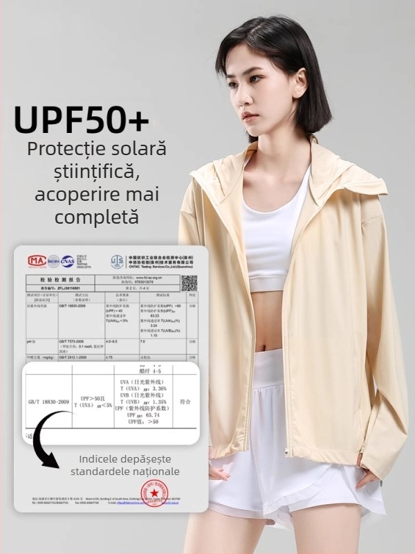Geacă ușoară cu glugă, protecție UV UPF50+, material nylon, uscare rapidă, respirabilă, pentru ciclism, drumeții, alpinism și activități în aer liber