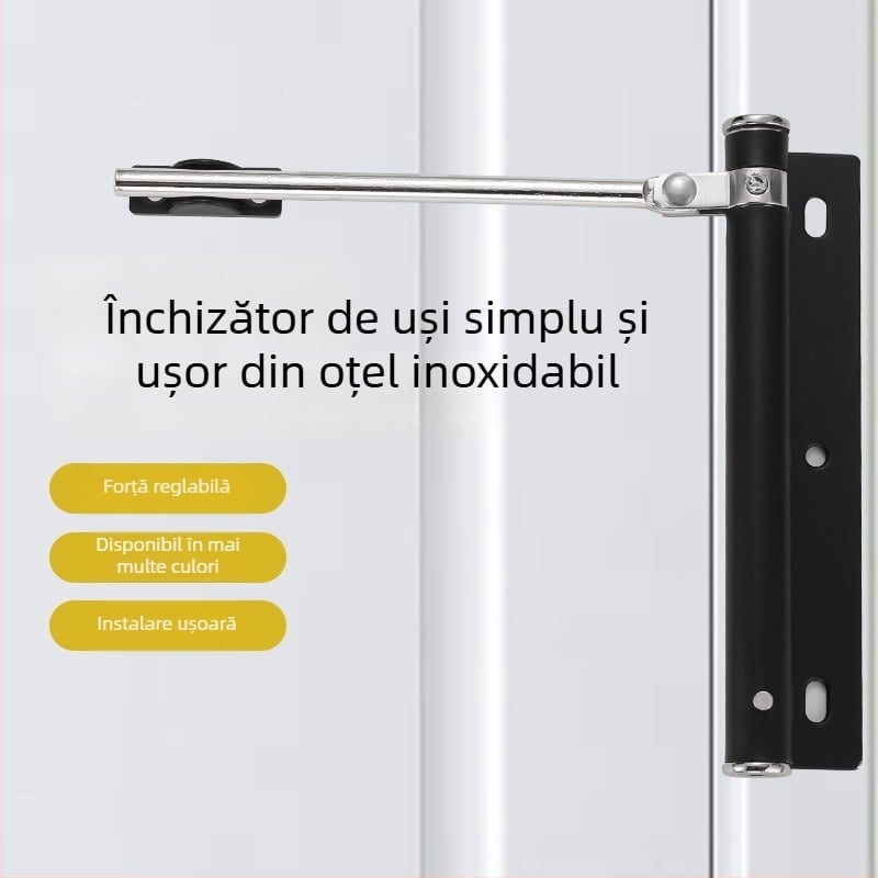 Închizător de ușă din oțel inoxidabil pentru uz casnic, simplu și silențios, mecanism push-pull anti-coliziune