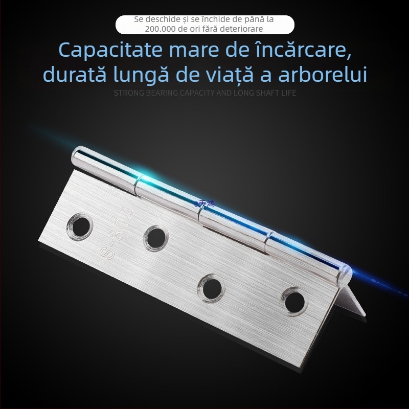 Balamale din oțel inoxidabil pentru uși de garderobă, balamale cu deschidere plată, balamale pliabile îngroșate, pentru uși și ferestre, set complet de accesorii hardware