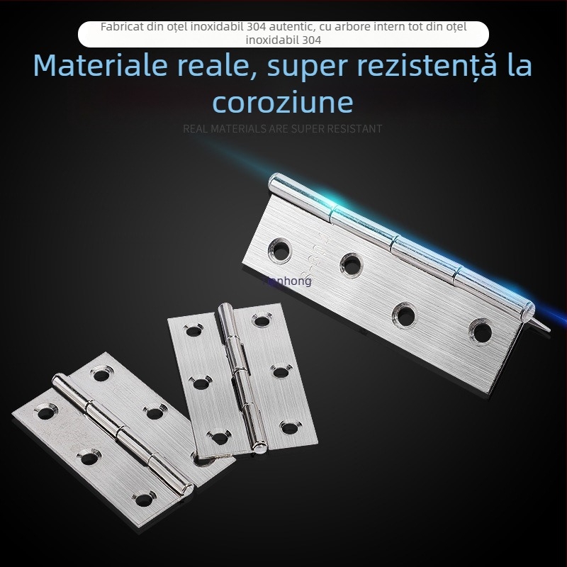 Balamale din oțel inoxidabil pentru uși de garderobă, balamale cu deschidere plată, balamale pliabile îngroșate, pentru uși și ferestre, set complet de accesorii hardware
