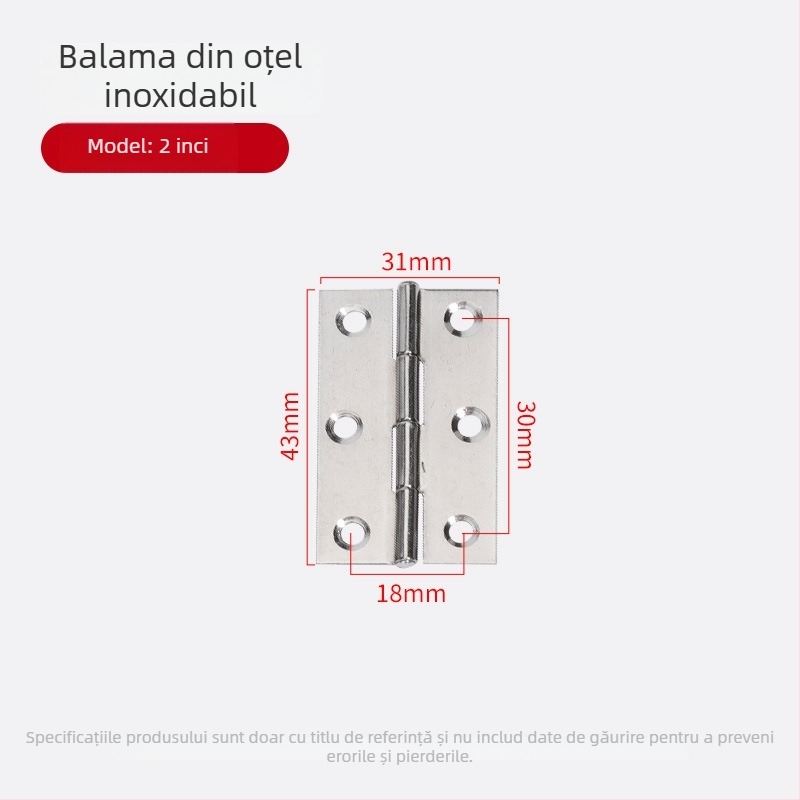 Balamale din oțel inoxidabil pentru uși de garderobă, balamale cu deschidere plată, balamale pliabile îngroșate, pentru uși și ferestre, set complet de accesorii hardware