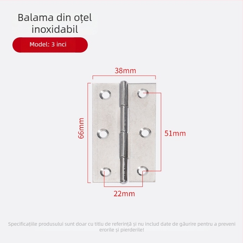Balamale din oțel inoxidabil pentru uși de garderobă, balamale cu deschidere plată, balamale pliabile îngroșate, pentru uși și ferestre, set complet de accesorii hardware