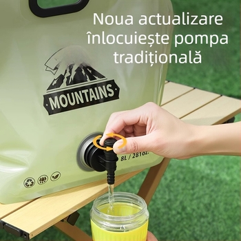 Sac de apă pliabil pentru exterior, 8 L capacitate, rezervor de apă moale pentru camping
