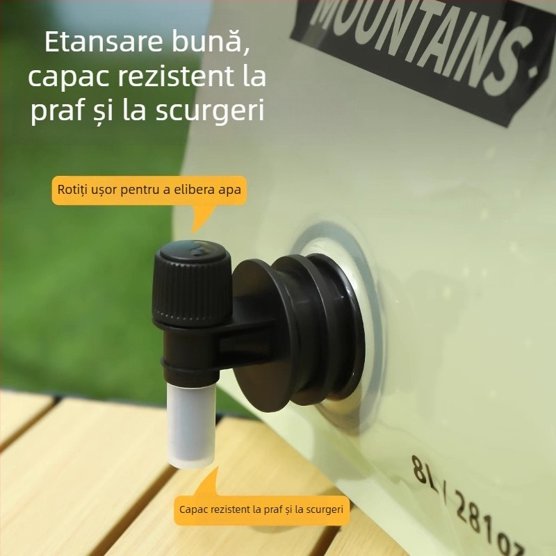 Sac de apă pliabil pentru exterior, 8 L capacitate, rezervor de apă moale pentru camping