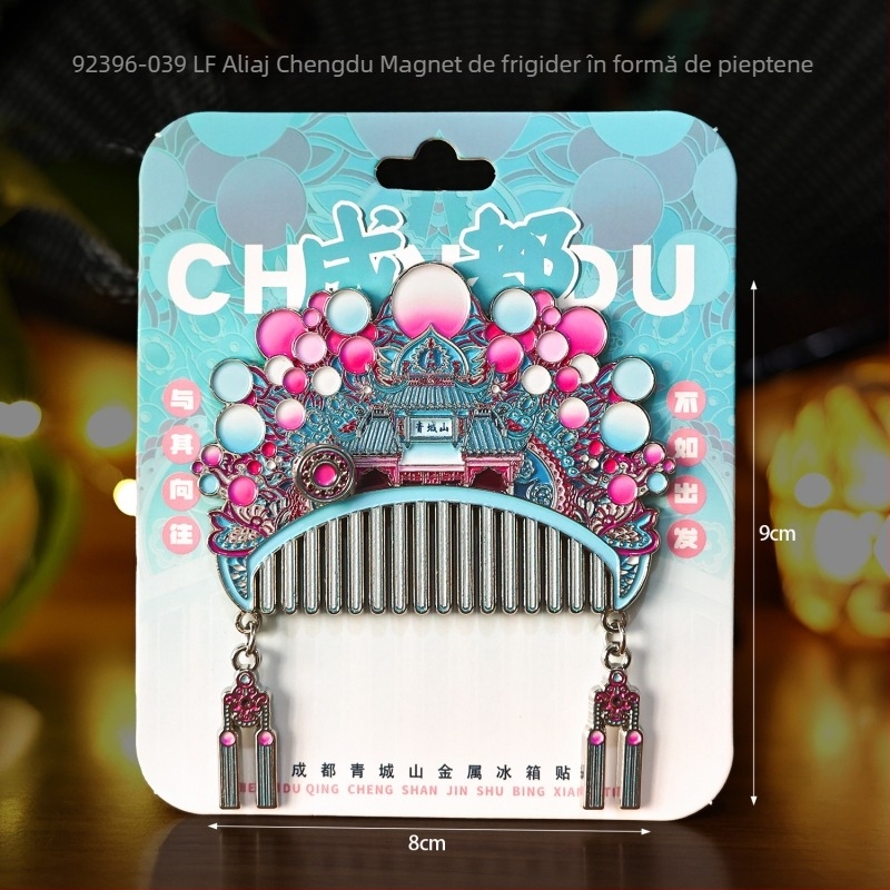 Magnet de frigider din lemn cu finisaj rășină epoxidică — repere culturale Chengdu