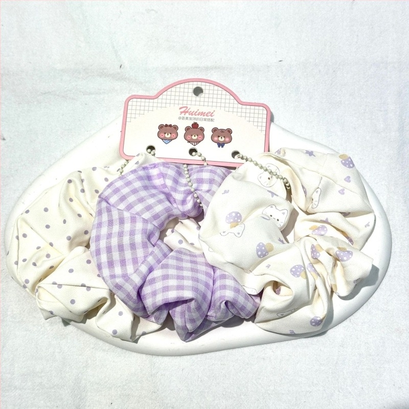 Elastic de păr 2025, stil coreean dulce, din material textil, cu imprimeu pătrățat floral, pentru eleve