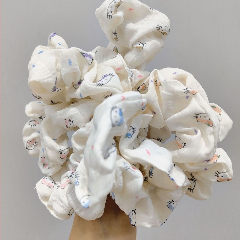 Elastic de păr 2025, stil coreean dulce, din material textil, cu imprimeu pătrățat floral, pentru eleve
