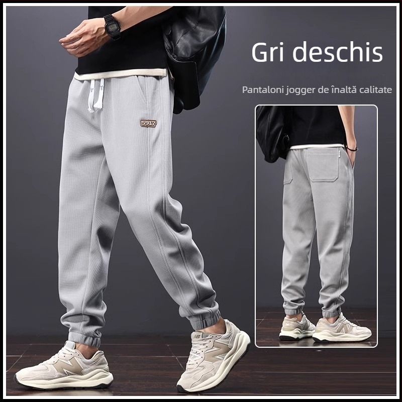 Pantaloni bărbăți jogger cargo, lejeri, cu căptușeală din fleece, casual pentru primăvară-toamnă