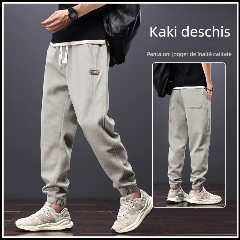 Pantaloni bărbăți jogger cargo, lejeri, cu căptușeală din fleece, casual pentru primăvară-toamnă