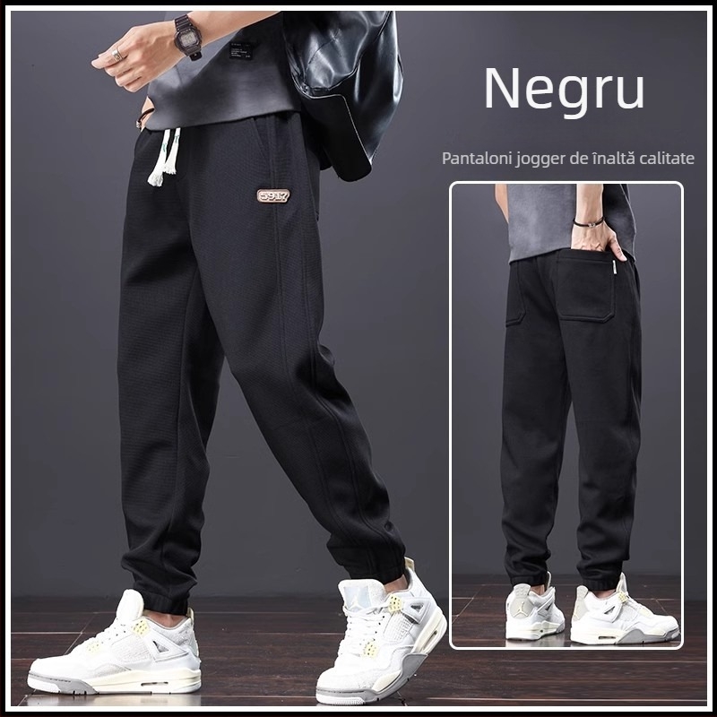 Pantaloni bărbăți jogger cargo, lejeri, cu căptușeală din fleece, casual pentru primăvară-toamnă
