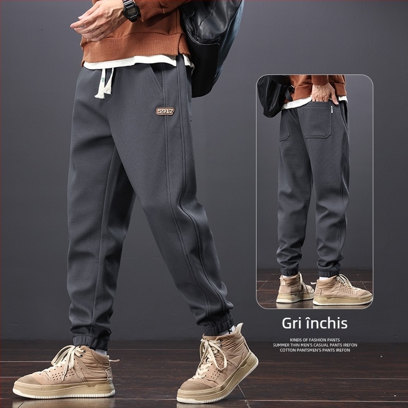 Pantaloni bărbăți jogger cargo, lejeri, cu căptușeală din fleece, casual pentru primăvară-toamnă