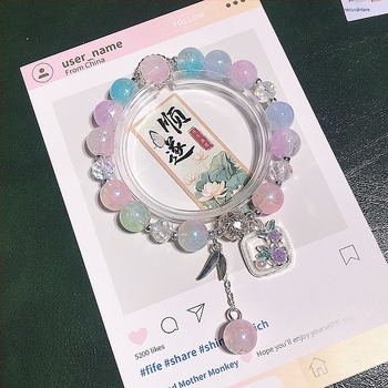 Brățară în stil pictură în ulei cu fructe, mărgele de cristal, pandantive desen animate, bijuterii unisex pentru cele mai bune prietene și elevi