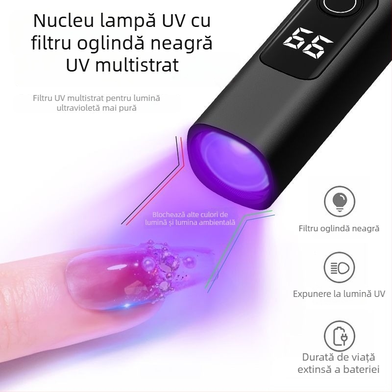 Lampă de unghii reîncărcabilă UV pentru gel, lumină mov compactă