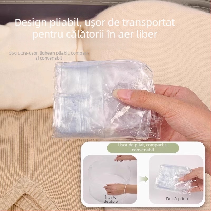 Vas pliabil de unică folosință pentru călătorii: chiuvetă portabilă pentru rufe și față, găleată de apă, pungă de spălat și lighean pentru înmuierea picioarelor