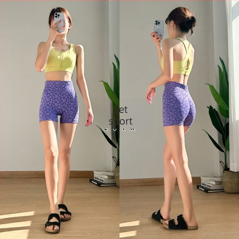 Set de yoga pentru femei, talie înaltă și ridicare a șoldurilor, top fără mâneci și pantaloni scurți