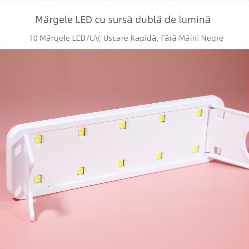 Lampă de manichiură de masă, lampă de fototerapie pentru unghii cu putere mare și uscare rapidă, dispozitiv purtabil pentru unghii, LED 365/405 nm.