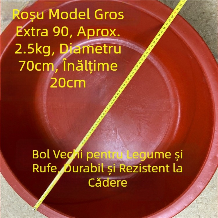 Jinwang vas din cauciuc gros, transparent, roșu - rezistent la spargere, pentru spălat haine, baie și depozitare apă.