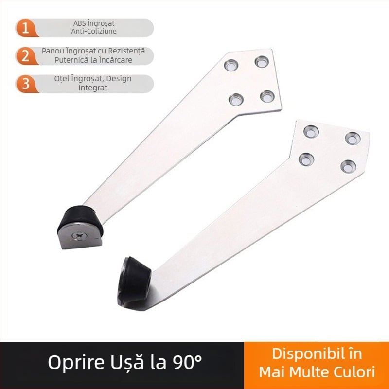 Stopper de ușă 90° pentru ușile de baie, montaj pe podea, oțel inoxidabil și plastic, model pentru ușă stânga/dreapta, stil modern minimalist