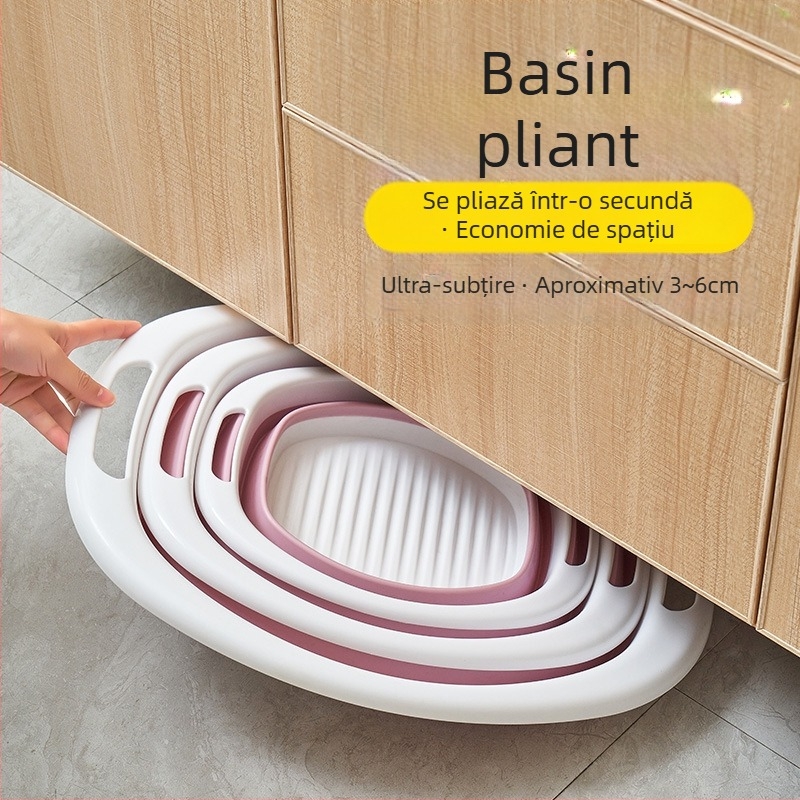 Vas pliabil din silicon, capacitate mare, pentru uz casnic, portabil pentru călătorii, pentru spălat haine și picioare