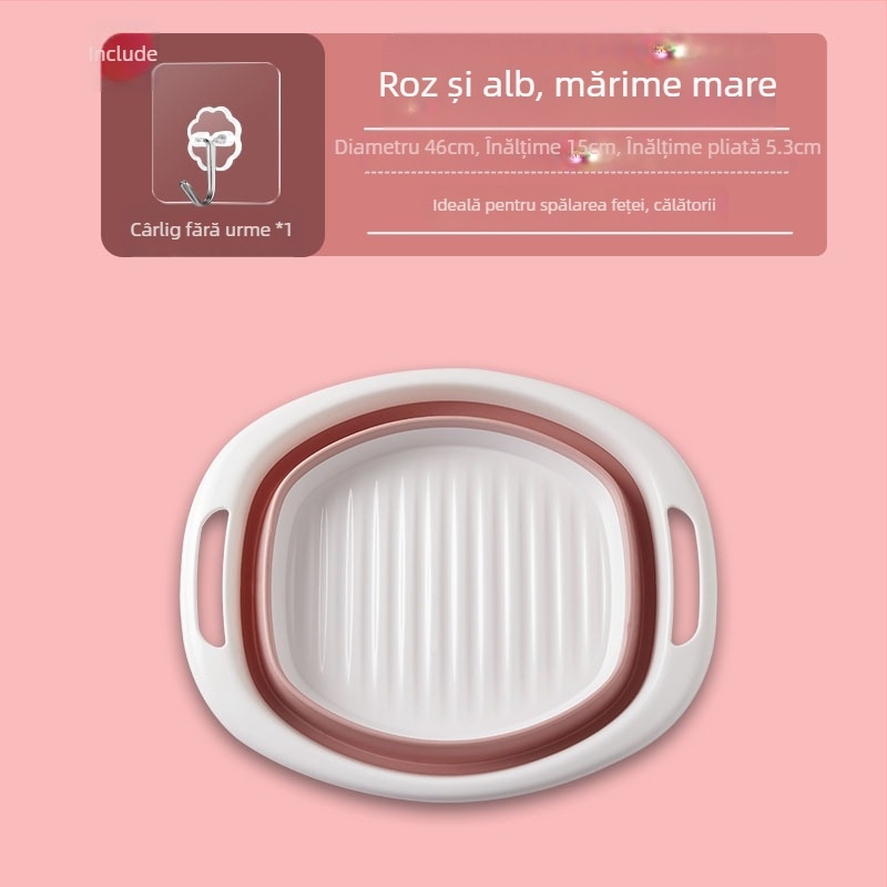 Vas pliabil din silicon, capacitate mare, pentru uz casnic, portabil pentru călătorii, pentru spălat haine și picioare